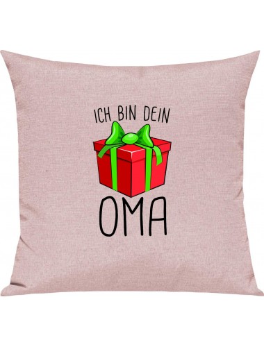 Kinder Kissen, Ich bin dein Geschenk Oma Weihnachten Geburtstag, Kuschelkissen Couch Deko, Farbe rosa