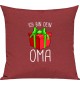 Kinder Kissen, Ich bin dein Geschenk Oma Weihnachten Geburtstag, Kuschelkissen Couch Deko, Farbe rot