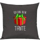 Kinder Kissen, Ich bin dein Geschenk Tante Weihnachten Geburtstag, Kuschelkissen Couch Deko, Farbe dunkelgrau