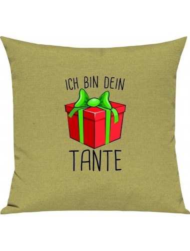 Kinder Kissen, Ich bin dein Geschenk Tante Weihnachten Geburtstag, Kuschelkissen Couch Deko, Farbe hellgruen