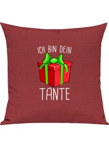 Kinder Kissen, Ich bin dein Geschenk Tante Weihnachten Geburtstag, Kuschelkissen Couch Deko, Farbe rot