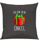 Kinder Kissen, Ich bin dein Geschenk Onkel Weihnachten Geburtstag, Kuschelkissen Couch Deko, Farbe dunkelgrau