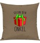 Kinder Kissen, Ich bin dein Geschenk Onkel Weihnachten Geburtstag, Kuschelkissen Couch Deko, Farbe hellbraun
