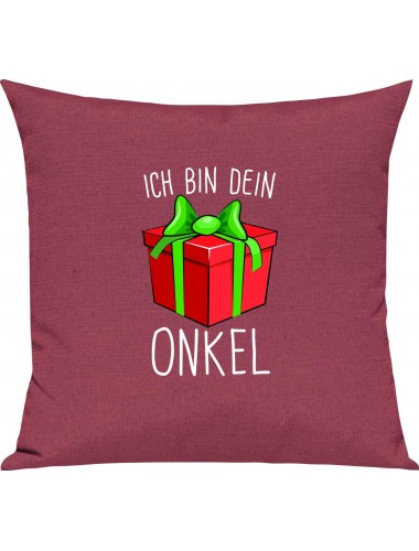 Kinder Kissen, Ich bin dein Geschenk Onkel Weihnachten Geburtstag, Kuschelkissen Couch Deko, Farbe pink