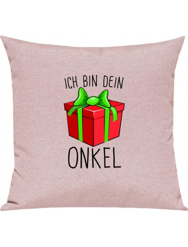 Kinder Kissen, Ich bin dein Geschenk Onkel Weihnachten Geburtstag, Kuschelkissen Couch Deko, Farbe rosa
