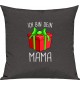 Kinder Kissen, Ich bin dein Geschenk Mama Weihnachten Geburtstag, Kuschelkissen Couch Deko, Farbe dunkelgrau