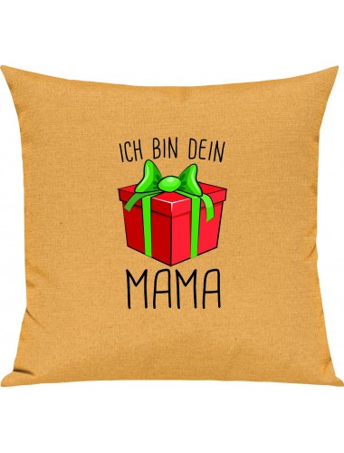 Kinder Kissen, Ich bin dein Geschenk Mama Weihnachten Geburtstag, Kuschelkissen Couch Deko, Farbe gelb