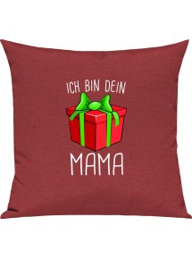 Kinder Kissen, Ich bin dein Geschenk Mama Weihnachten Geburtstag, Kuschelkissen Couch Deko, Farbe rot