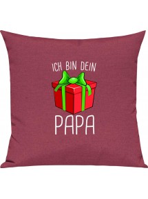 Kinder Kissen, Ich bin dein Geschenk Papa Weihnachten Geburtstag, Kuschelkissen Couch Deko, Farbe pink