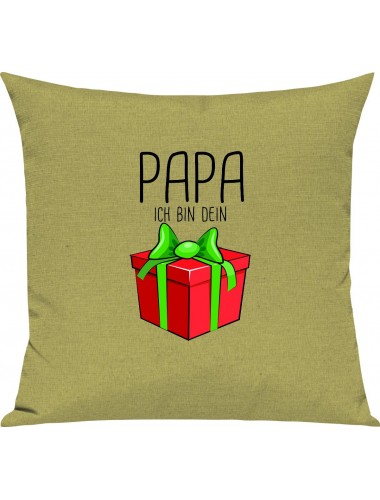 Kinder Kissen, Papa ich bin dein Geschenk Weihnachten Geburtstag, Kuschelkissen Couch Deko, Farbe hellgruen