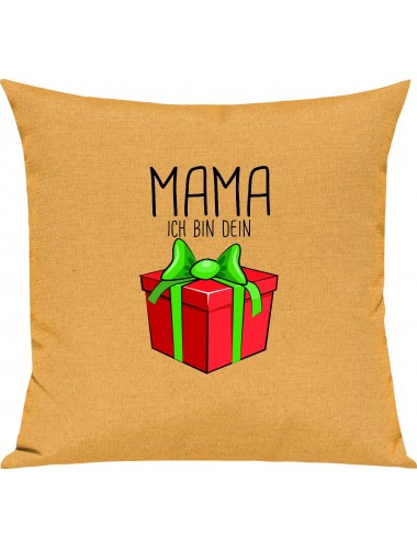 Kinder Kissen, Mama ich bin dein Geschenk Weihnachten Geburtstag, Kuschelkissen Couch Deko, Farbe gelb