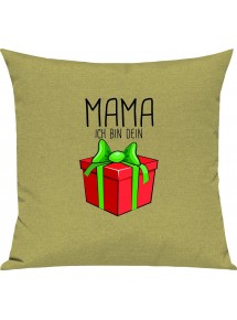 Kinder Kissen, Mama ich bin dein Geschenk Weihnachten Geburtstag, Kuschelkissen Couch Deko, Farbe hellgruen