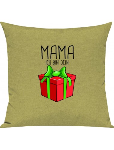 Kinder Kissen, Mama ich bin dein Geschenk Weihnachten Geburtstag, Kuschelkissen Couch Deko, Farbe hellgruen