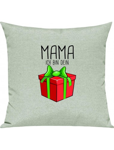 Kinder Kissen, Mama ich bin dein Geschenk Weihnachten Geburtstag, Kuschelkissen Couch Deko, Farbe pastellgruen
