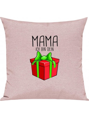 Kinder Kissen, Mama ich bin dein Geschenk Weihnachten Geburtstag, Kuschelkissen Couch Deko, Farbe rosa