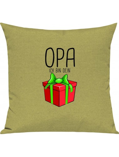 Kinder Kissen, Opa ich bin dein Geschenk Weihnachten Geburtstag, Kuschelkissen Couch Deko, Farbe hellgruen