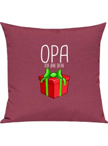 Kinder Kissen, Opa ich bin dein Geschenk Weihnachten Geburtstag, Kuschelkissen Couch Deko, Farbe pink