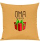 Kinder Kissen, Oma ich bin dein Geschenk Weihnachten Geburtstag, Kuschelkissen Couch Deko, Farbe gelb