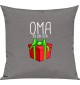 Kinder Kissen, Oma ich bin dein Geschenk Weihnachten Geburtstag, Kuschelkissen Couch Deko, Farbe grau