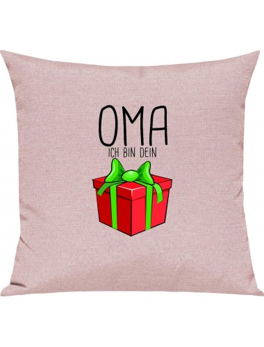 Kinder Kissen, Oma ich bin dein Geschenk Weihnachten Geburtstag, Kuschelkissen Couch Deko, Farbe rosa