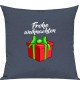 Kinder Kissen, Frohe Weihnachten Geschenk Merry Christmas, Kuschelkissen Couch Deko, Farbe blau