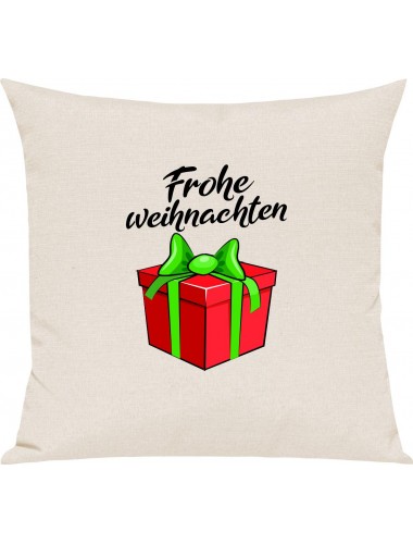Kinder Kissen, Frohe Weihnachten Geschenk Merry Christmas, Kuschelkissen Couch Deko, Farbe creme
