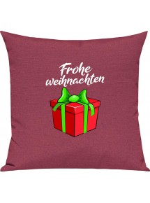 Kinder Kissen, Frohe Weihnachten Geschenk Merry Christmas, Kuschelkissen Couch Deko, Farbe pink
