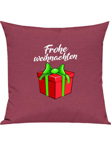 Kinder Kissen, Frohe Weihnachten Geschenk Merry Christmas, Kuschelkissen Couch Deko, Farbe pink