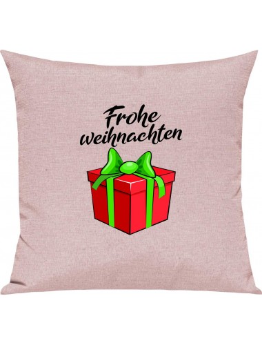 Kinder Kissen, Frohe Weihnachten Geschenk Merry Christmas, Kuschelkissen Couch Deko, Farbe rosa