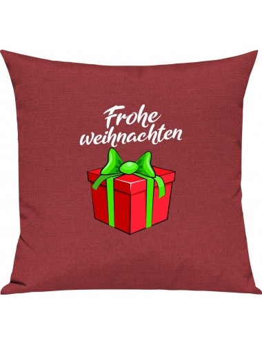 Kinder Kissen, Frohe Weihnachten Geschenk Merry Christmas, Kuschelkissen Couch Deko, Farbe rot