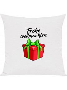 Kinder Kissen, Frohe Weihnachten Geschenk Merry Christmas, Kuschelkissen Couch Deko, Farbe weiss