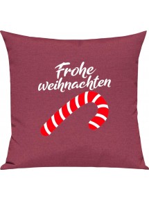 Kinder Kissen, Frohe Weihnachten Zuckerstange Merry Christmas, Kuschelkissen Couch Deko, Farbe pink