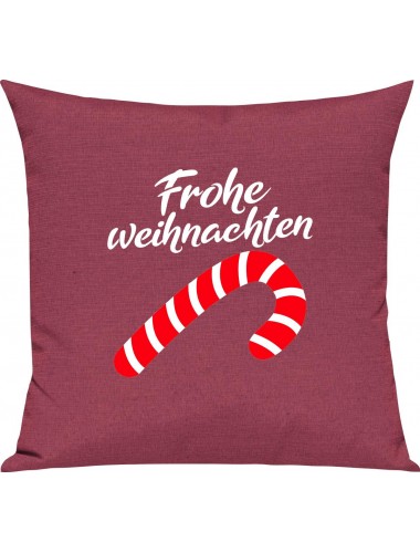 Kinder Kissen, Frohe Weihnachten Zuckerstange Merry Christmas, Kuschelkissen Couch Deko, Farbe pink