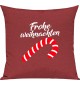 Kinder Kissen, Frohe Weihnachten Zuckerstange Merry Christmas, Kuschelkissen Couch Deko, Farbe rot