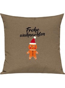 Kinder Kissen, Frohe Weihnachten Lebkuchenmänchen Merry Christmas, Kuschelkissen Couch Deko,