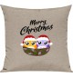 Kinder Kissen, Merry Christmas Eule Frohe Weihnachten, Kuschelkissen Couch Deko,