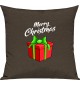 Kinder Kissen, Merry Christmas Geschenk Frohe Weihnachten, Kuschelkissen Couch Deko, Farbe braun