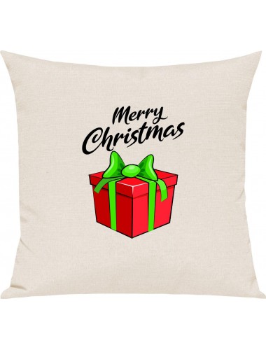 Kinder Kissen, Merry Christmas Geschenk Frohe Weihnachten, Kuschelkissen Couch Deko, Farbe creme
