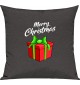 Kinder Kissen, Merry Christmas Geschenk Frohe Weihnachten, Kuschelkissen Couch Deko, Farbe dunkelgrau