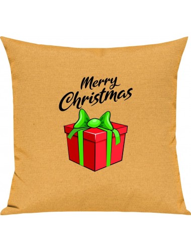 Kinder Kissen, Merry Christmas Geschenk Frohe Weihnachten, Kuschelkissen Couch Deko, Farbe gelb