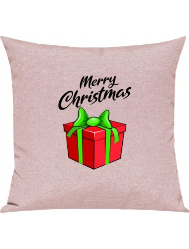 Kinder Kissen, Merry Christmas Geschenk Frohe Weihnachten, Kuschelkissen Couch Deko, Farbe rosa