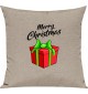 Kinder Kissen, Merry Christmas Geschenk Frohe Weihnachten, Kuschelkissen Couch Deko, Farbe sand