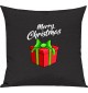 Kinder Kissen, Merry Christmas Geschenk Frohe Weihnachten, Kuschelkissen Couch Deko, Farbe schwarz