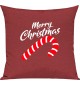 Kinder Kissen, Merry Christmas Zuckerstange Frohe Weihnachten, Kuschelkissen Couch Deko, Farbe rot
