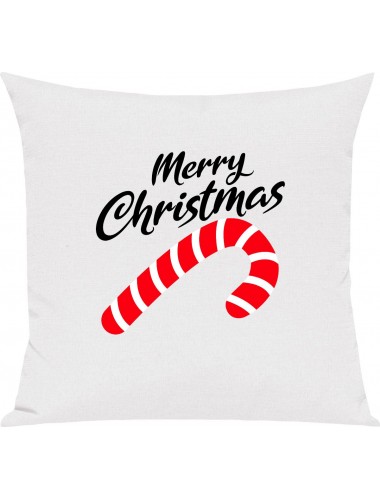Kinder Kissen, Merry Christmas Zuckerstange Frohe Weihnachten, Kuschelkissen Couch Deko, Farbe weiss
