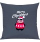 Kinder Kissen, Merry Christmas Pinguin Frohe Weihnachten, Kuschelkissen Couch Deko, Farbe blau