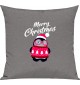 Kinder Kissen, Merry Christmas Pinguin Frohe Weihnachten, Kuschelkissen Couch Deko, Farbe grau
