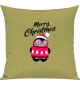 Kinder Kissen, Merry Christmas Pinguin Frohe Weihnachten, Kuschelkissen Couch Deko, Farbe hellgruen