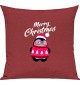 Kinder Kissen, Merry Christmas Pinguin Frohe Weihnachten, Kuschelkissen Couch Deko, Farbe rot