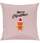 Kinder Kissen, Merry Christmas Lebkuchenmänchen Frohe Weihnachten, Kuschelkissen Couch Deko, Farbe rosa